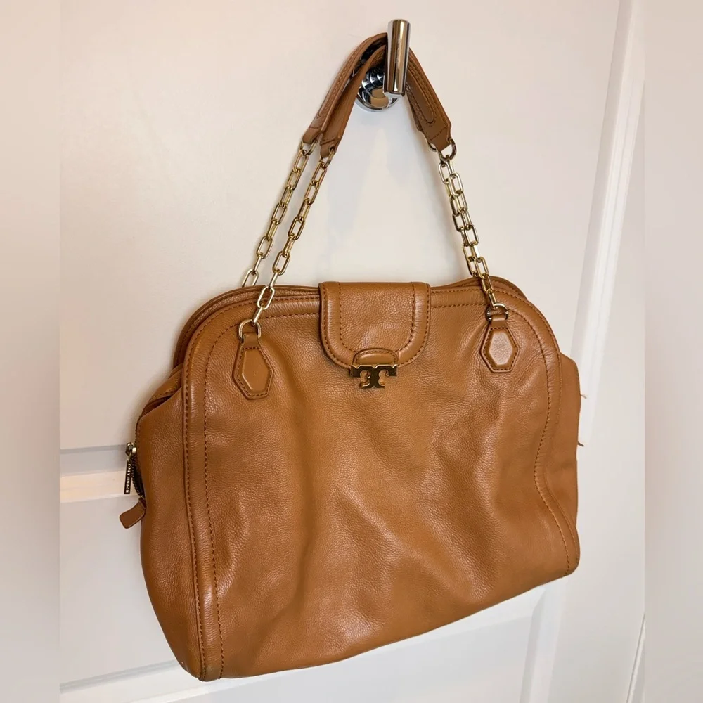 Tory Burch Leather Sammy Tote Bag,‎ Brown
